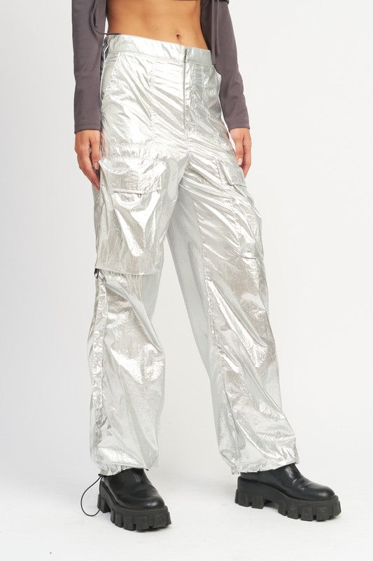 METALLIC CARGO PANTS - lolaluxeshop