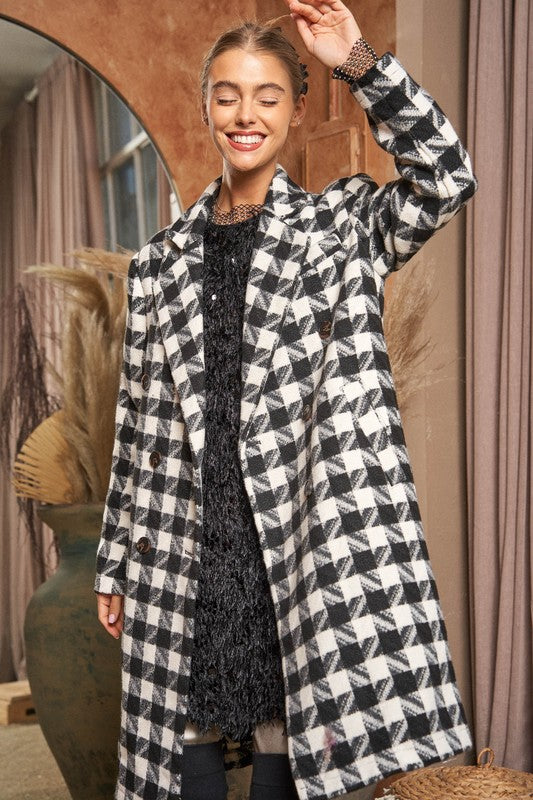 Textured Knit Tweed Double Button Coat Jacket - lolaluxeshop