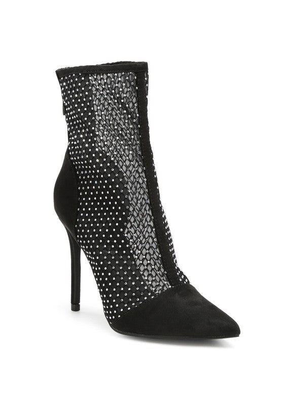 Jazz Rhinestone Embellished Mesh Stiletto Boots - lolaluxeshop