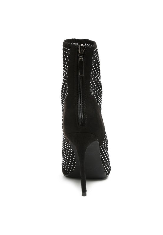 Jazz Rhinestone Embellished Mesh Stiletto Boots - lolaluxeshop