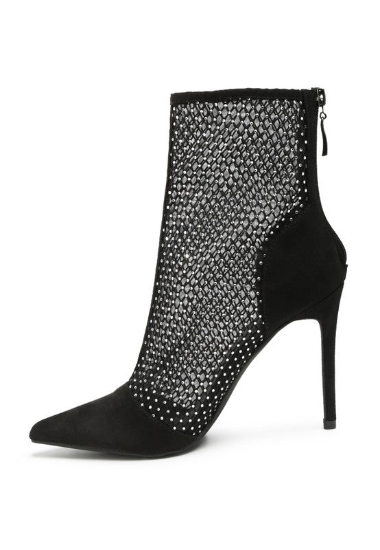 Jazz Rhinestone Embellished Mesh Stiletto Boots - lolaluxeshop