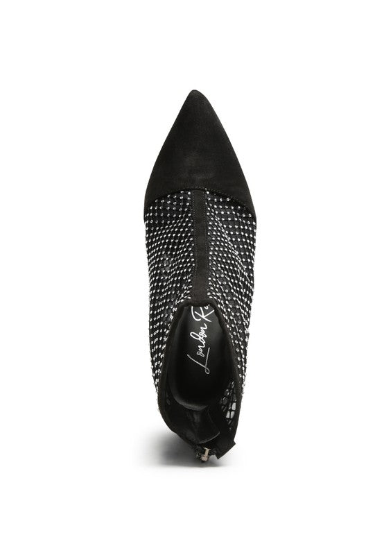 Jazz Rhinestone Embellished Mesh Stiletto Boots - lolaluxeshop