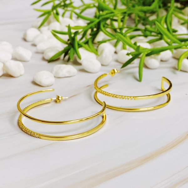 Doubled Open Top Hoop Earrings - lolaluxeshop