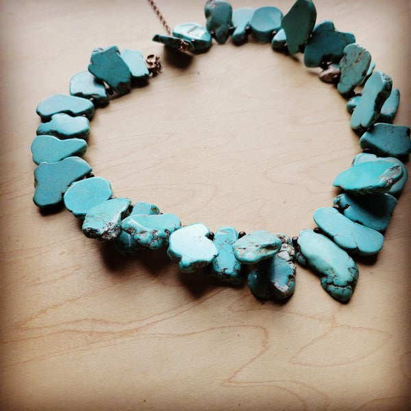 Chunky Blue Turquoise Slab Collar Necklace - lolaluxeshop