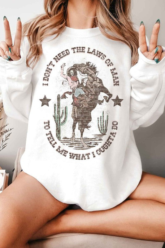 PLUS SIZE WESTERN COWGIRL GRAPHIC SWEATSHIRT - lolaluxeshop