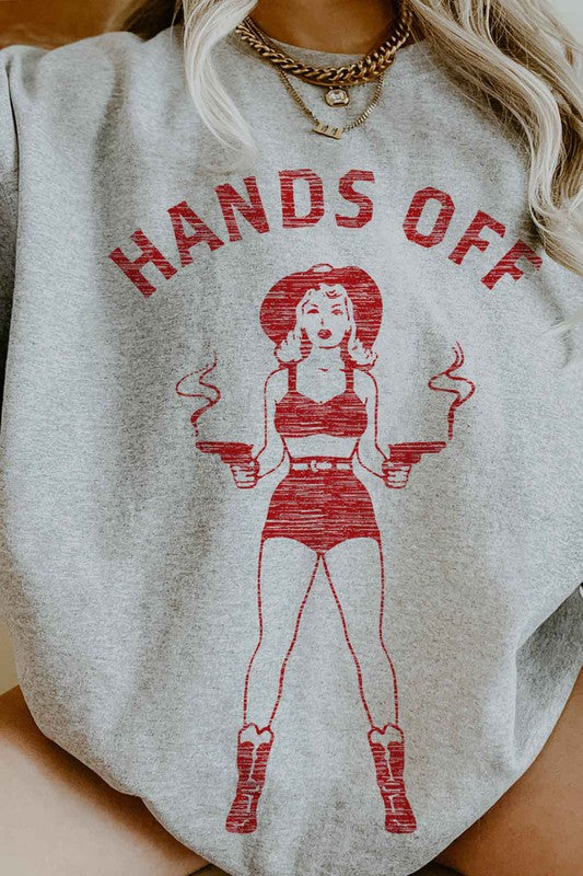 HANDS OFF COWGIRL OVERSIZED SWEATSHIRT - lolaluxeshop