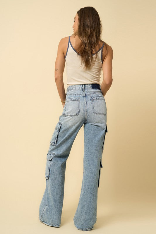 CROSSOVER RELAXED CARGO JEANS - lolaluxeshop