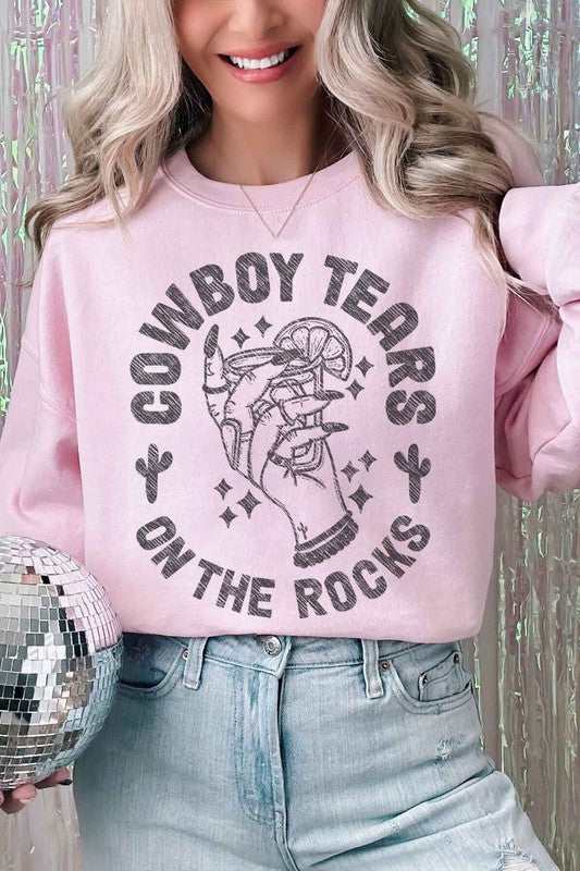 COWBOY TEARS ON THE ROCKS OVERSIZED SWEATSHIRT - lolaluxeshop