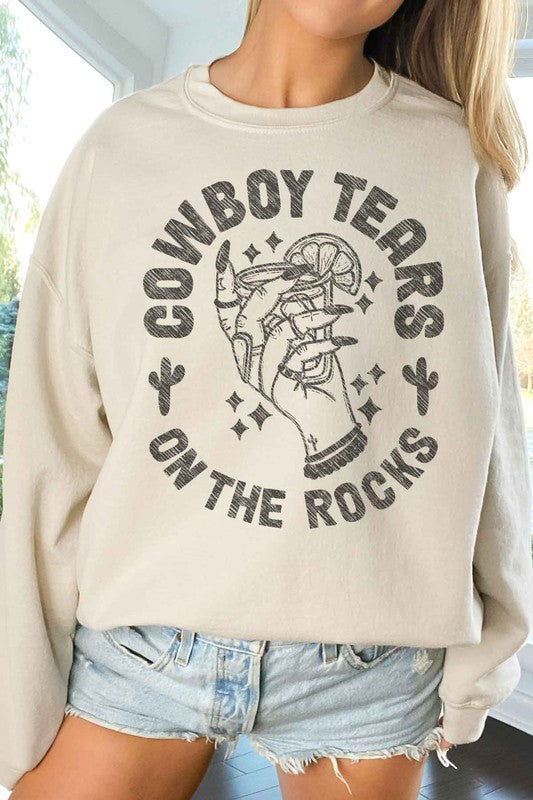 COWBOY TEARS ON THE ROCKS OVERSIZED SWEATSHIRT - lolaluxeshop