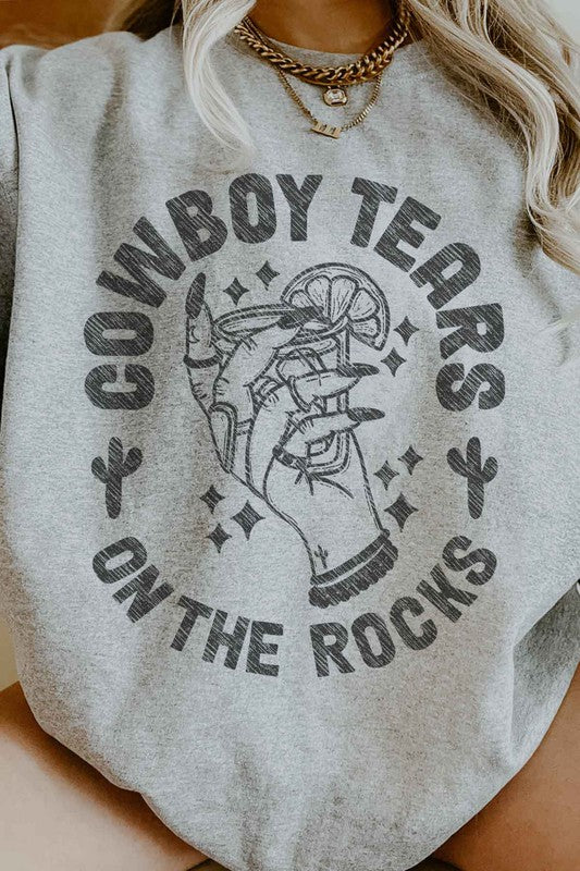 COWBOY TEARS ON THE ROCKS OVERSIZED SWEATSHIRT - lolaluxeshop