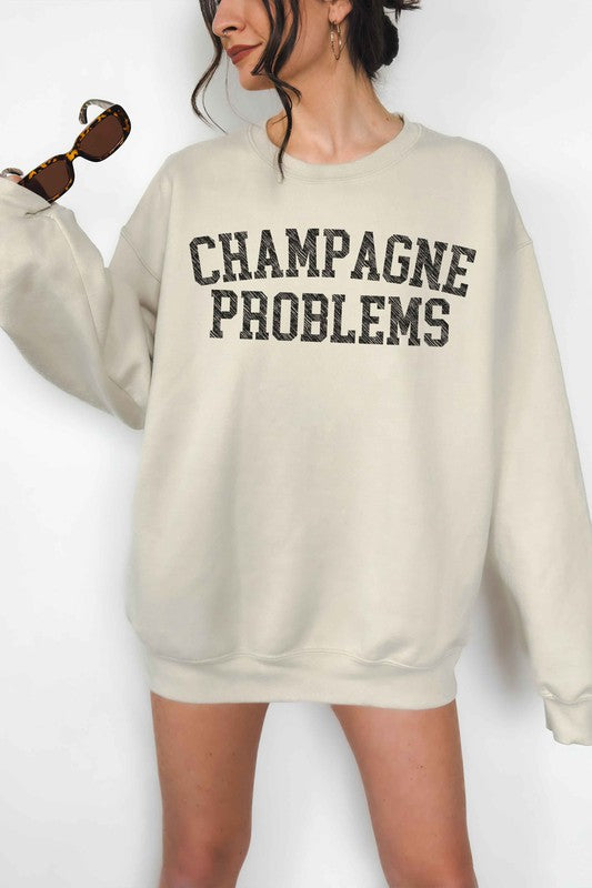 CHAMPAGNE PROBLEMS OVERSIZED SWEATSHIRT - lolaluxeshop