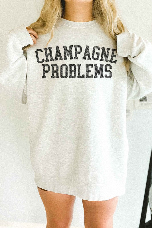 CHAMPAGNE PROBLEMS OVERSIZED SWEATSHIRT - lolaluxeshop