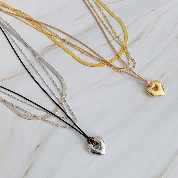 Perfectly Layered Heart And Chain Necklace - lolaluxeshop