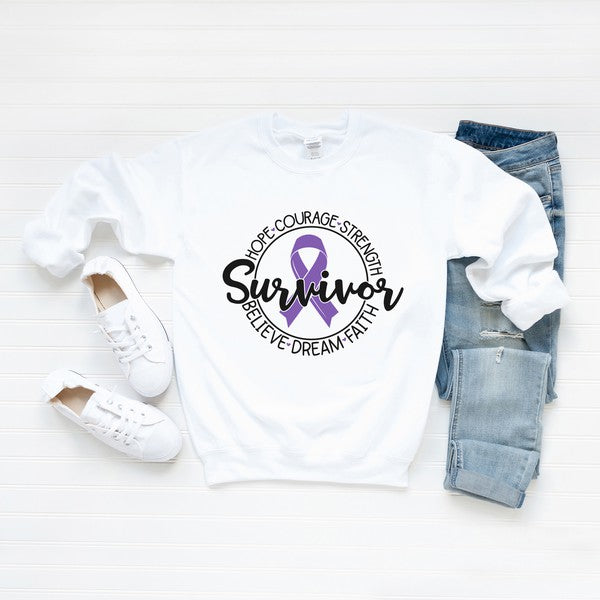 Breast Cancer Survivor Circle Graphic Sweatshirt - lolaluxeshop