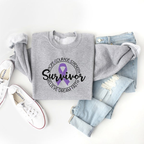 Breast Cancer Survivor Circle Graphic Sweatshirt - lolaluxeshop