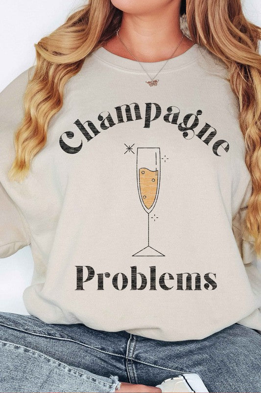 CHAMPAGNE PROBLEMS OVERSIZED SWEATSHIRT - lolaluxeshop