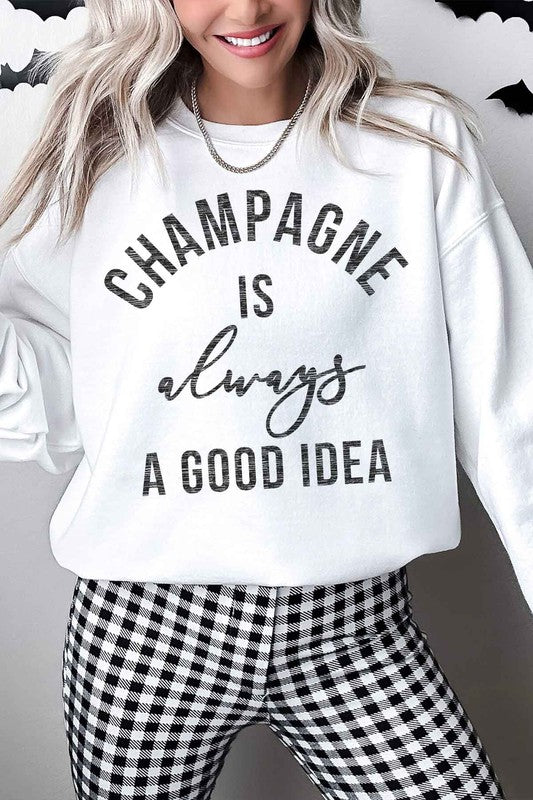 CHAMPAGNE IS ALWAYS AN IDEA OVERSIZED SWEATSHIRT - lolaluxeshop