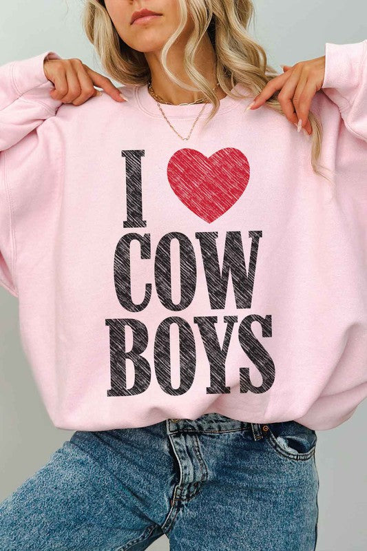 I LOVE COWBOYS WESTERN OVERSIZED SWEATSHIRT - lolaluxeshop