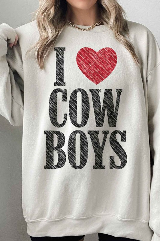 I LOVE COWBOYS WESTERN OVERSIZED SWEATSHIRT - lolaluxeshop