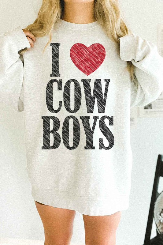 I LOVE COWBOYS WESTERN OVERSIZED SWEATSHIRT - lolaluxeshop