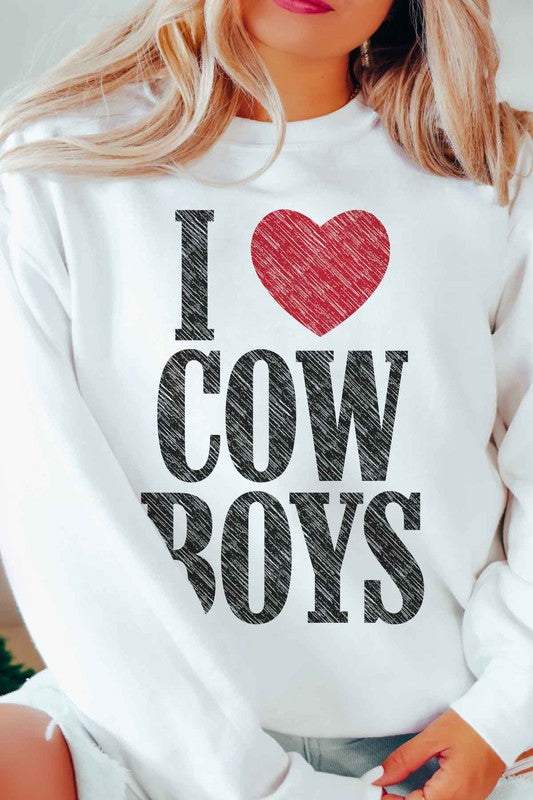 I LOVE COWBOYS WESTERN OVERSIZED SWEATSHIRT - lolaluxeshop