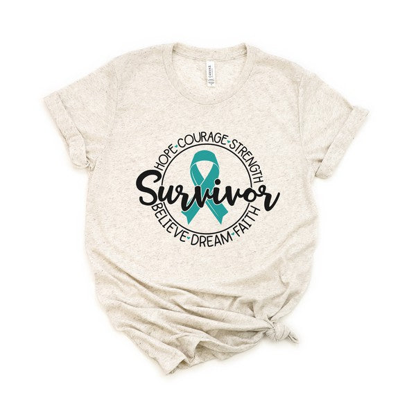 Breast Cancer Survivor Circle Words Tee - lolaluxeshop