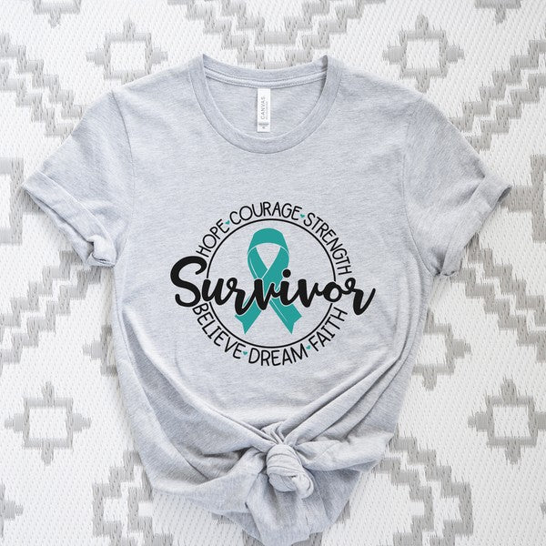 Breast Cancer Survivor Circle Words Tee - lolaluxeshop