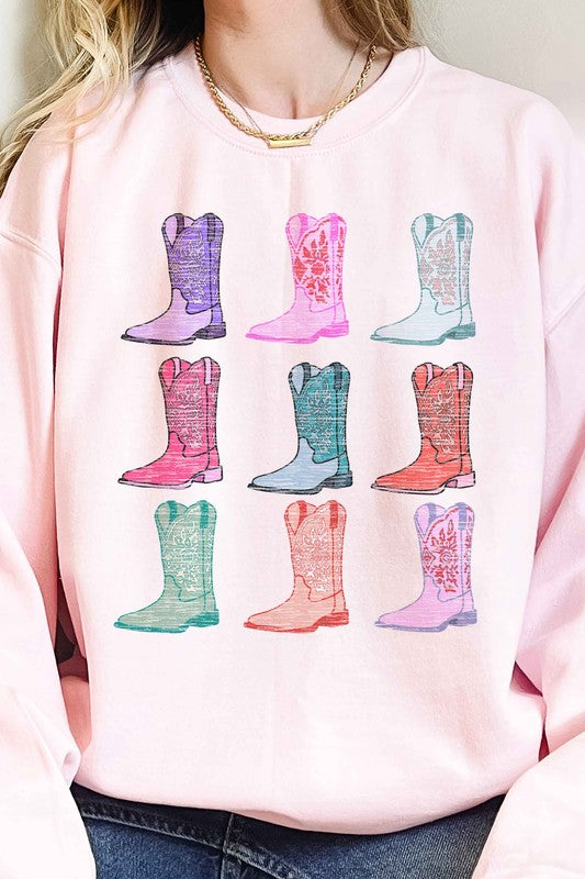 COWGIRL BOOTS WESTERN COUNTRY OVERSIZED SWEATSHIRT - lolaluxeshop