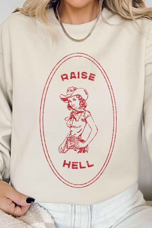 RAISE HELL COUNTRY COWGIRL GRAPHIC SWEATSHIRT - lolaluxeshop