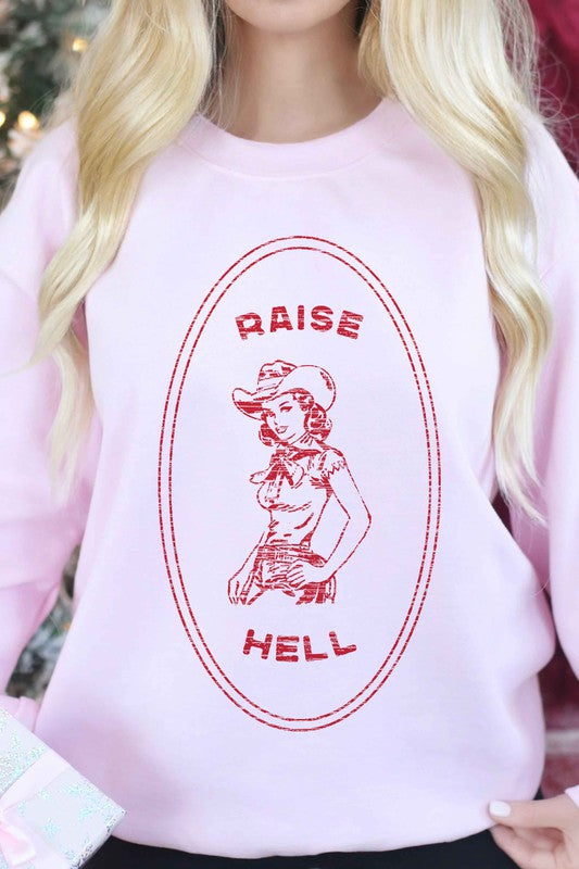 RAISE HELL COUNTRY COWGIRL GRAPHIC SWEATSHIRT - lolaluxeshop