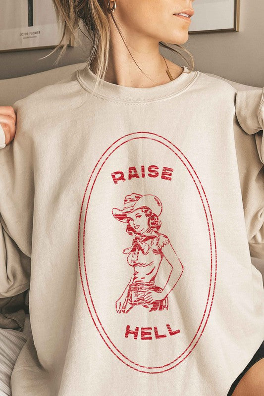 RAISE HELL COUNTRY COWGIRL OVERSIZED SWEATSHIRT - lolaluxeshop