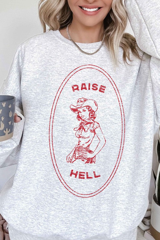 RAISE HELL COUNTRY COWGIRL OVERSIZED SWEATSHIRT - lolaluxeshop