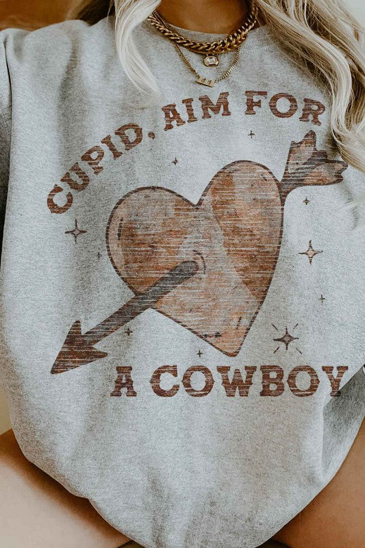 CUPID COWBOY VALENTINES OVERSIZED SWEATSHIRT - lolaluxeshop