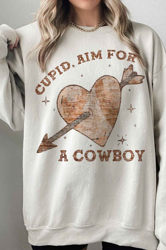 CUPID COWBOY VALENTINES OVERSIZED SWEATSHIRT - lolaluxeshop