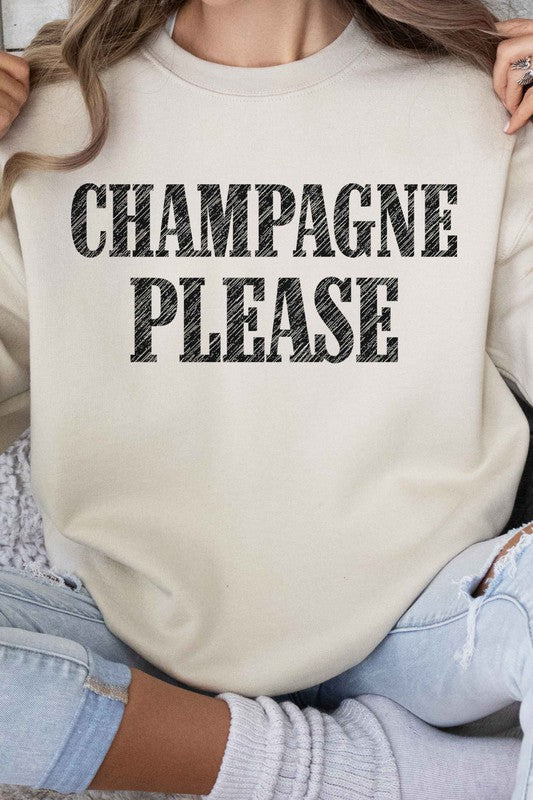 CHAMPAGNE PLEASE GRAPHIC SWEATSHIRT - lolaluxeshop