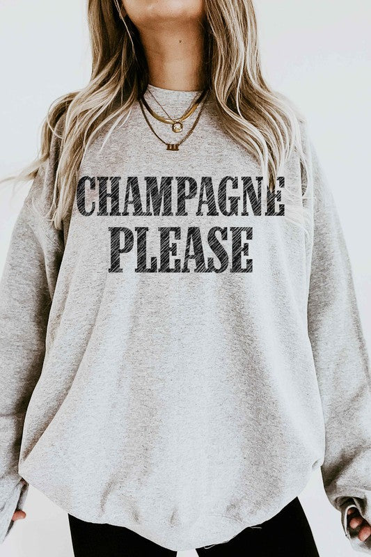 CHAMPAGNE PLEASE OVERSIZED SWEATSHIRT - lolaluxeshop