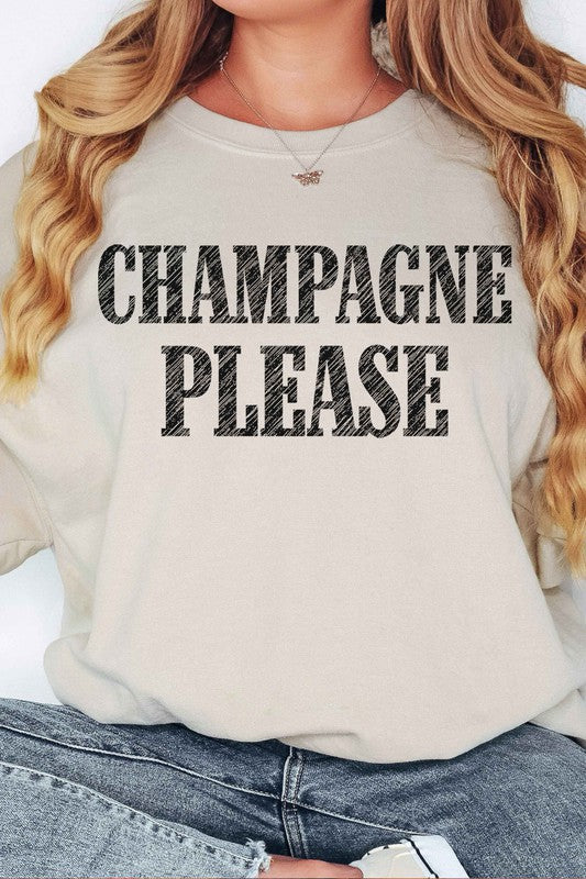 CHAMPAGNE PLEASE OVERSIZED SWEATSHIRT - lolaluxeshop