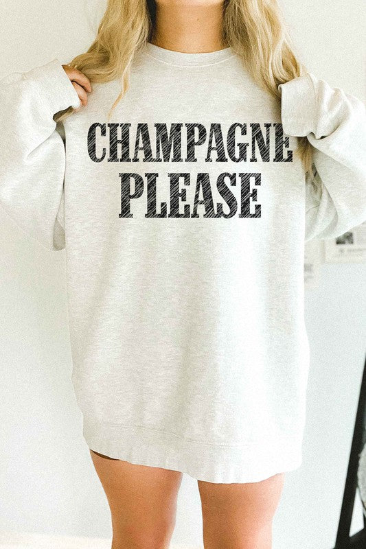 CHAMPAGNE PLEASE OVERSIZED SWEATSHIRT - lolaluxeshop