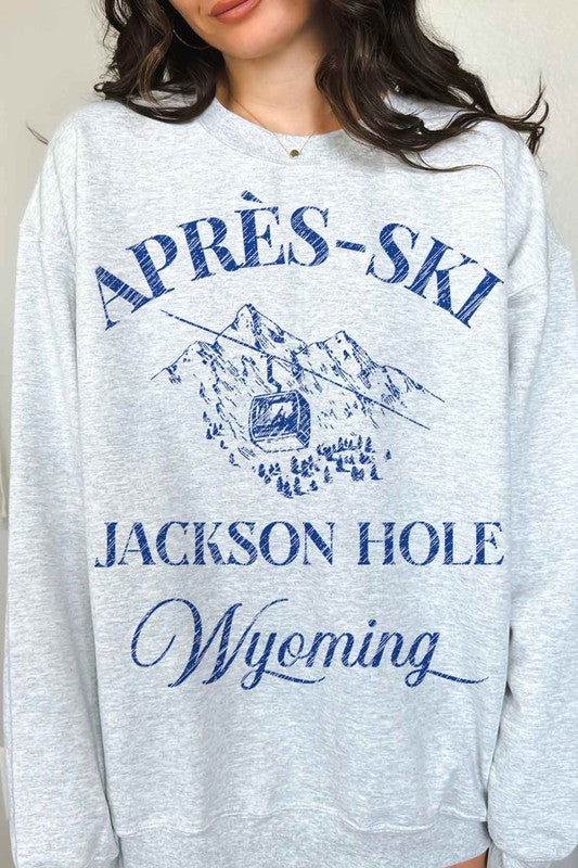 APRES SKI JACKSON HOLE WYOMING GRAPHIC SWEATSHIRT - lolaluxeshop