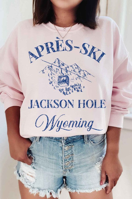 APRES SKI JACKSON HOLE WYOMING GRAPHIC SWEATSHIRT - lolaluxeshop