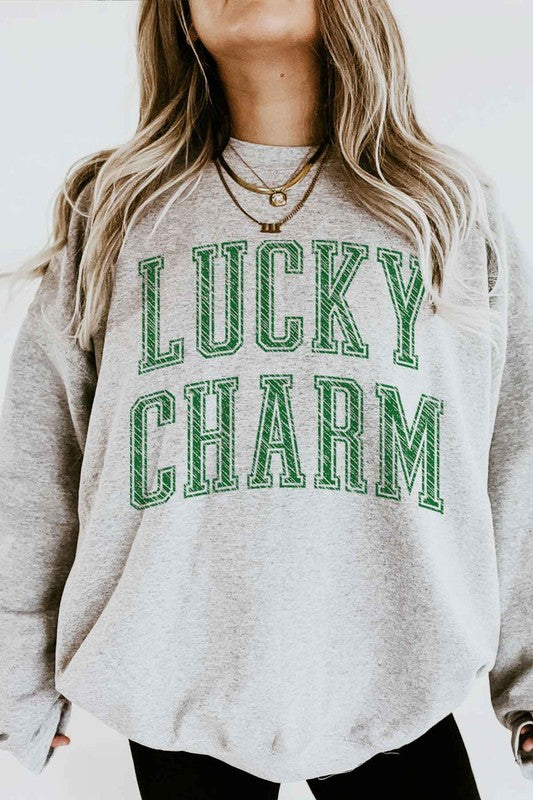 LUCKY CHARM ST PATRICKS GRAPHIC SWEATSHIRT - lolaluxeshop