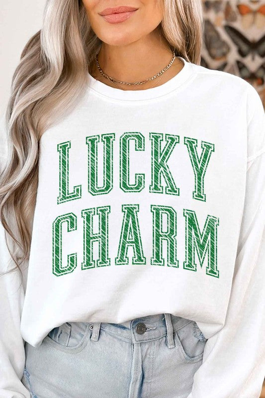 LUCKY CHARM ST PATRICKS GRAPHIC SWEATSHIRT - lolaluxeshop