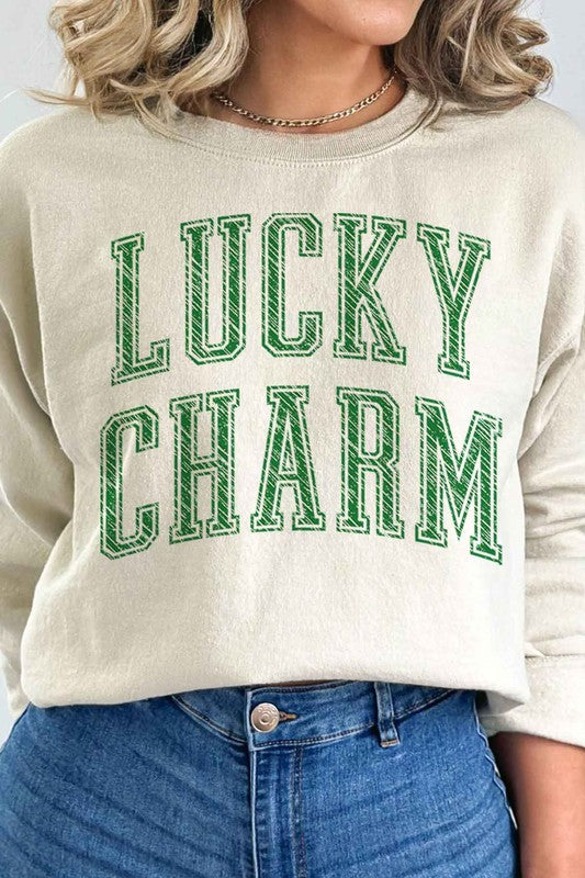 LUCKY CHARM ST PATRICKS GRAPHIC SWEATSHIRT - lolaluxeshop