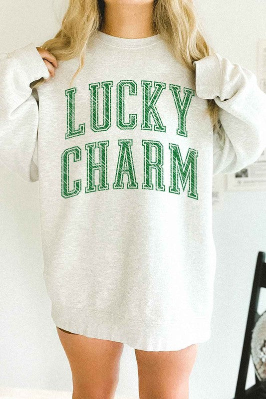 LUCKY CHARM ST PATRICKS OVERSIZED SWEATSHIRT - lolaluxeshop