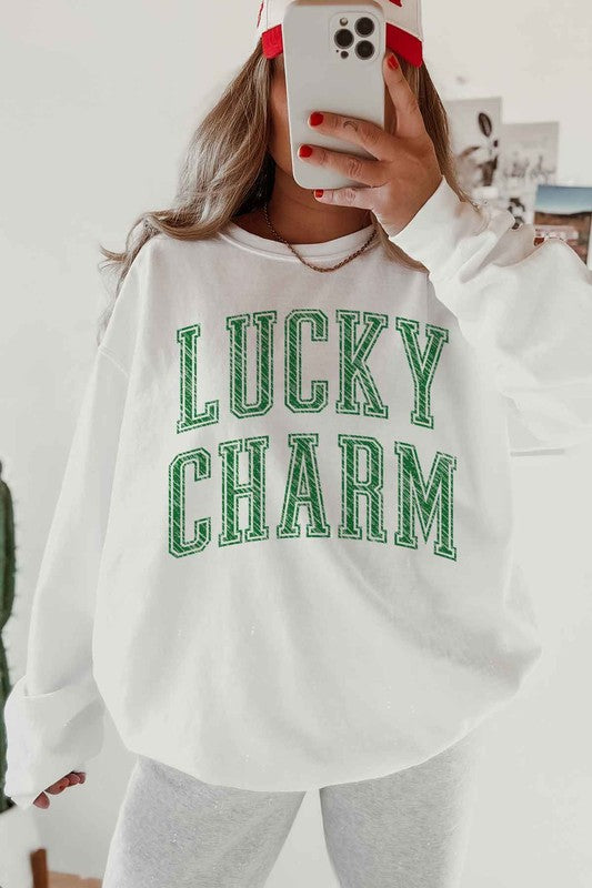 LUCKY CHARM ST PATRICKS OVERSIZED SWEATSHIRT - lolaluxeshop