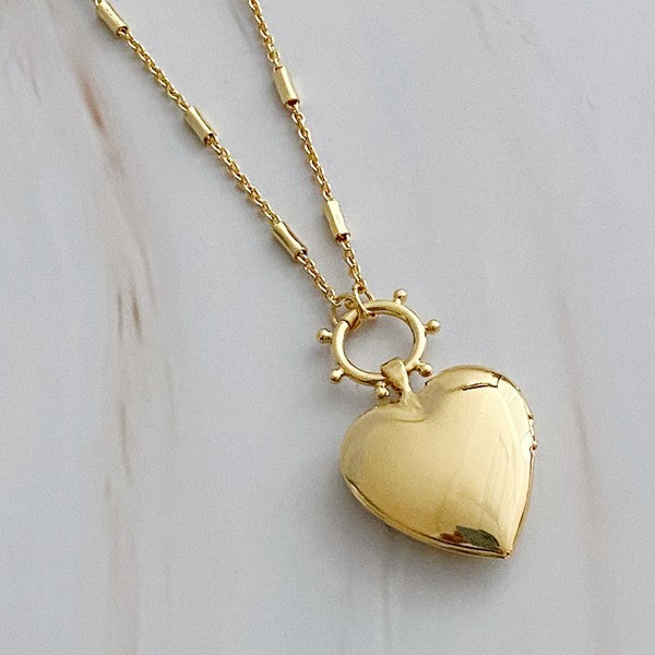 Slash Patterned Heart Open Locket Necklace - lolaluxeshop