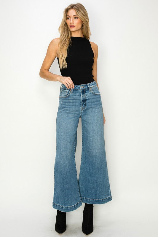 HIGH RISE CROP PALAZZO JEANS - lolaluxeshop