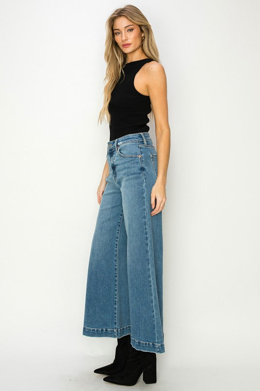 HIGH RISE CROP PALAZZO JEANS - lolaluxeshop