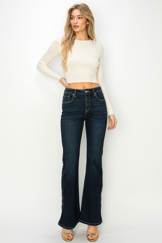 HIGH RISE FLARE JEANS - lolaluxeshop