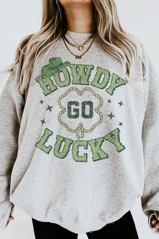 HOWDY GO LUCKY ST PATRICKS GRAPHIC SWEATSHIRT - lolaluxeshop